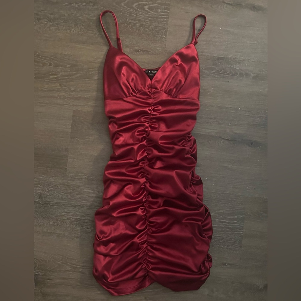 Red silky Hoco dress